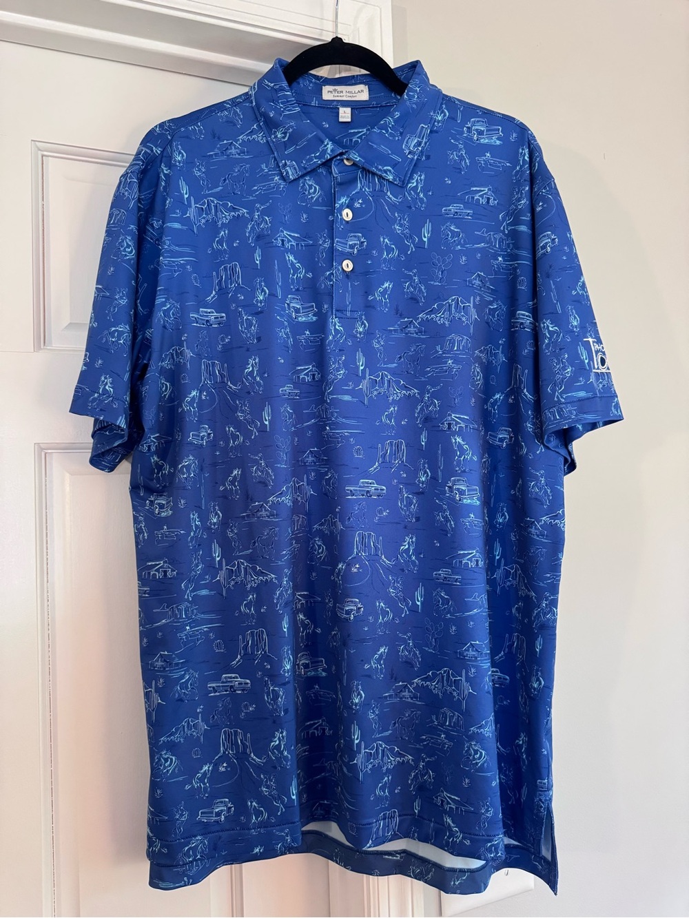 Peter Millar Blue Scenic-Print Polo